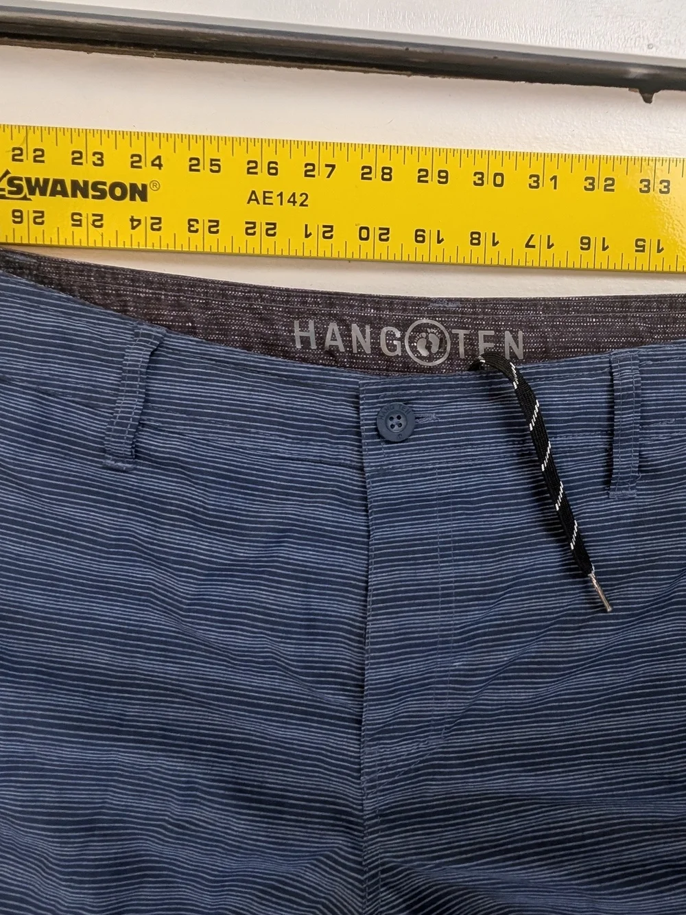 Hang Ten Men's Navy Blue Subtle Stripe Flat Front Shorts